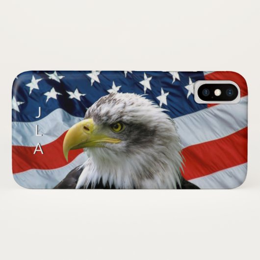Monogramed Bald Eagle en American Flag Case-Mate iPhone Case (Achterkant (horizontaal))
