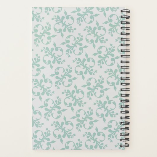 Monogramed behang blauw ongedateerd planner (Achterkant)