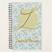 Monogramed behang blauw ongedateerd planner (Voorkant)