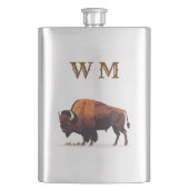 Monogramed bizon bizon op roestvrij stalen kolf flacon (Voorkant)