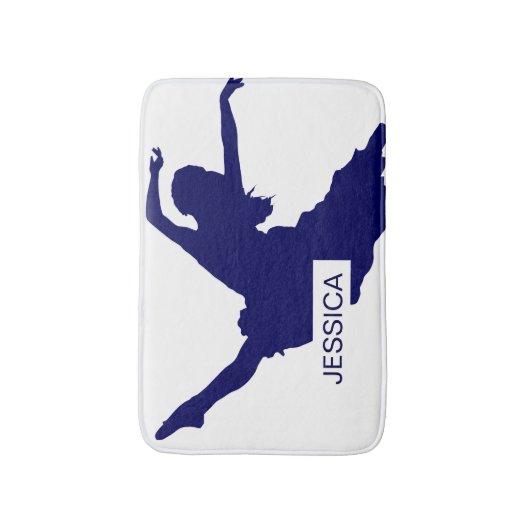 Monogramed Black Dancer Silhouette IllustrationBlu Badmat (Voorkant Verticaal)