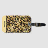 Monogramed Black en Gold Leopard Print Cheetah Bagagelabel (Voorkant (horizontaal))