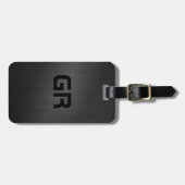 Monogramed Black geborsteld aluminium textuur 3 Bagagelabel (Voorkant horizontaal)