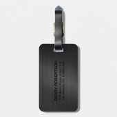 Monogramed Black geborsteld aluminium textuur 3 Bagagelabel (Achterkant verticaal)
