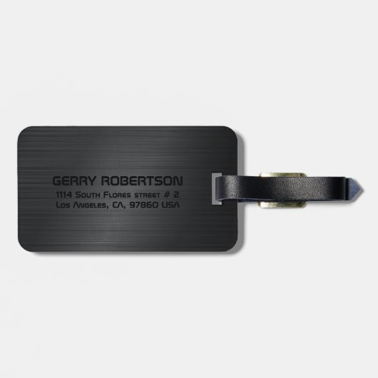 Monogramed Black geborsteld aluminium textuur 3 Bagagelabel (Achterkant horizontaal)