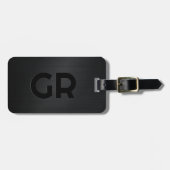 Monogramed Black, geborsteld metallisch textiel Bagagelabel (Voorkant horizontaal)