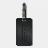 Monogramed Black, geborsteld metallisch textiel Bagagelabel (Achterkant verticaal)