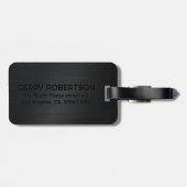 Monogramed Black, geborsteld metallisch textiel Bagagelabel (Achterkant horizontaal)