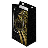 Monogramed Black & Gold Damkers Dynamic Stripes Klein Cadeauzakje (Voorkant Gekanteld)