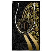 Monogramed Black & Gold Damkers Dynamic Stripes Klein Cadeauzakje (Voorkant)