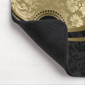 Monogramed Black & Gold Floral Dammaskers 2 Muismat (Hoek)