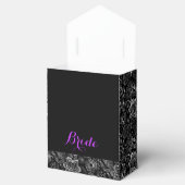 Monogramed Black & Metallic Silver Floral Lace Bedankdoosjes (Geopend)