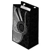 Monogramed Black & Silver Damasers Dynamic Stripes Klein Cadeauzakje (Achterkant Gekanteld)