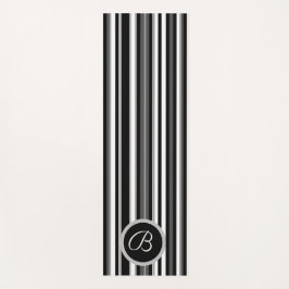 Monogramed Black Striped Yoga Mat