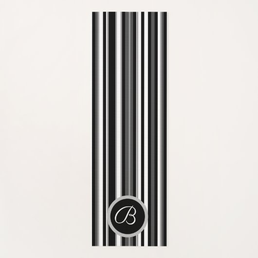 Monogramed Black Striped Yoga Mat (Voorkant)