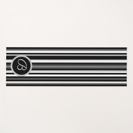 Monogramed Black Striped Yoga Mat (Voorkant (horizontaal))