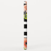 Monogramed Black White Stripes Waterverf Flowers Case-Mate iPhone Case (Achterkant/rechts)