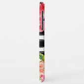 Monogramed Black White Stripes Waterverf Flowers Case-Mate iPhone Case (Achterkant/links)