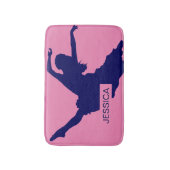 Monogramed Blauw Danser Silhouet IllustratieBlu Badmat (Voorkant Verticaal)