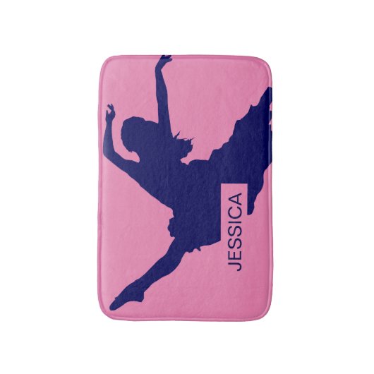 Monogramed Blauw Danser Silhouet IllustratieBlu Badmat (Voorkant Verticaal)