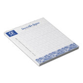 Monogramed Blue Floral Lace & White Dammaskers 2a Notitieblok (Schuin)