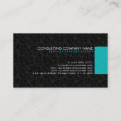 Monogramed Bold Modern Zwart & Turquoise Damasks 2 Visitekaartje (Achterkant)