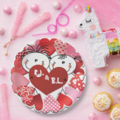 Monogramed Borden voor hartenpapier Papieren Bordje (Feest)