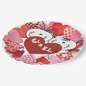 Monogramed Borden voor hartenpapier Papieren Bordje (Gekanteld)