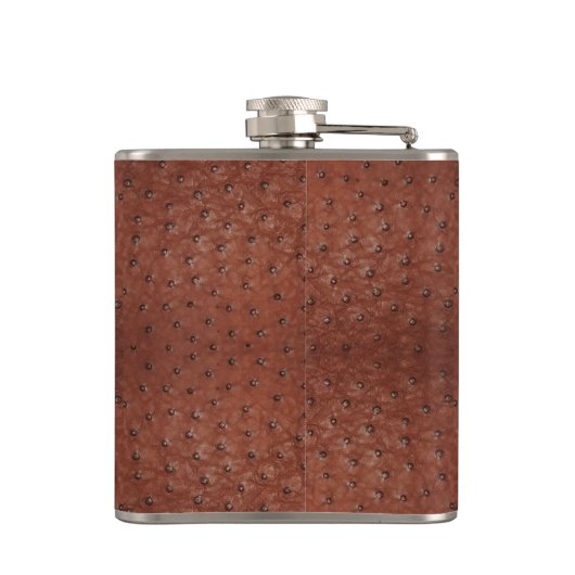 Monogramed bruin-struisgisch leder Kijk erlenmeyer Heupfles (Achterkant)