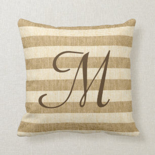 Monogramed Burlap Stripes Kussen