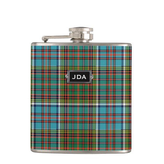 Monogramed Clan Anderson Tartan Pset Flask Heupfles (Voorkant)