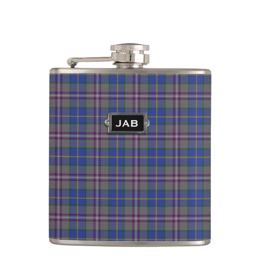 Monogramed Clan Baird Tartan Pset Flask Heupfles (Voorkant)