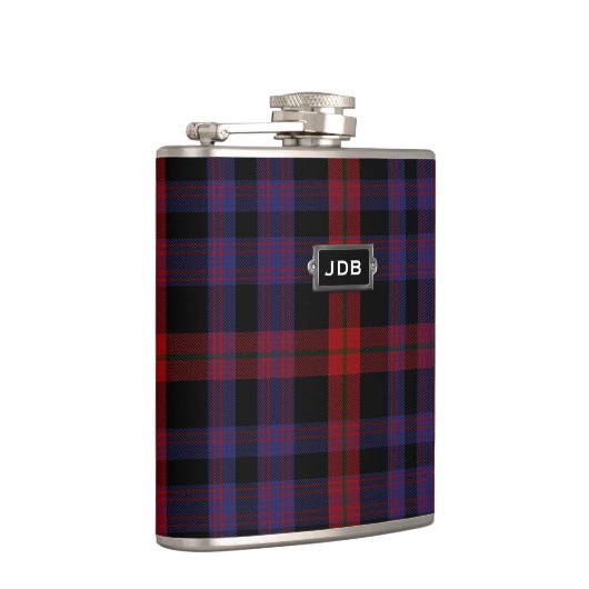 Monogramed Clan Brown Tartan Pset Flask Heupfles (Rechts)