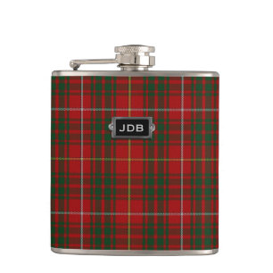 Monogramed Clan Bruce Tartan Pset Flask Heupfles