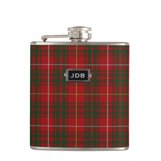 Monogramed Clan Bruce Tartan Pset Flask Heupfles (Voorkant)