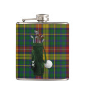 Monogramed Clan Buchanan Tartan Golfkolk Heupfles (Voorkant)