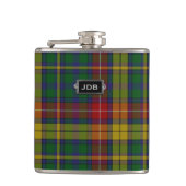 Monogramed Clan Buchanan Tartan Plaid Flask Heupfles (Voorkant)