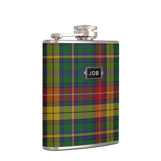 Monogramed Clan Buchanan Tartan Plaid Flask Heupfles (Rechts)