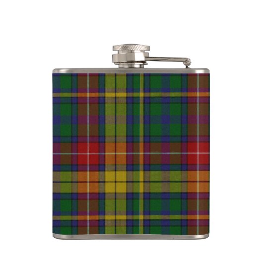 Monogramed Clan Buchanan Tartan Plaid Flask Heupfles (Achterkant)