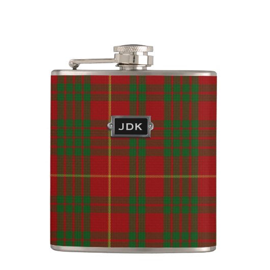 Monogramed Clan Cameron Tartan Plaid Flask Heupfles (Voorkant)