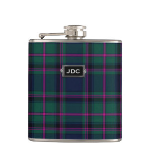 Monogramed Clan Cooper Tartan Plaid Flask Heupfles