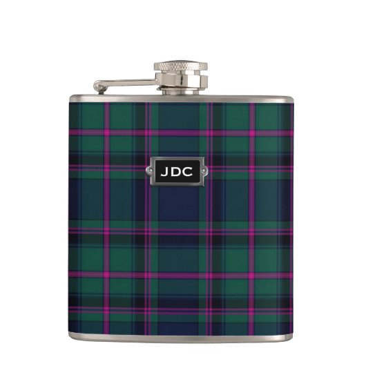Monogramed Clan Cooper Tartan Plaid Flask Heupfles (Voorkant)
