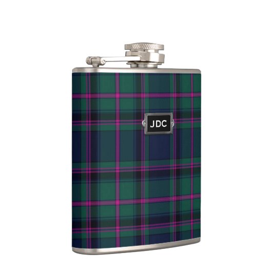 Monogramed Clan Cooper Tartan Plaid Flask Heupfles (Rechts)