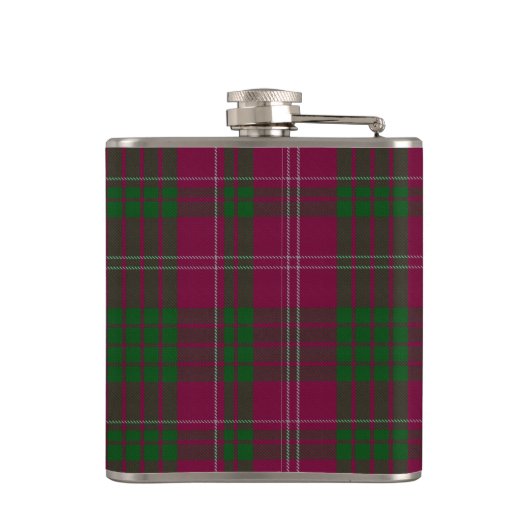 Monogramed Clan Crawford Tartan Pset Flask Heupfles (Achterkant)