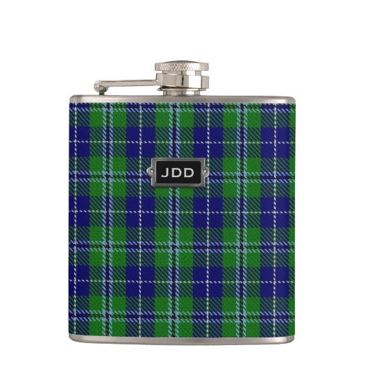 Monogramed Clan Douglas Tartan Pset Flask Heupfles (Voorkant)