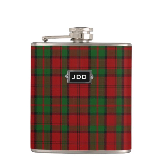 Monogramed Clan Dunbar Tartan Pset Flask Heupfles (Voorkant)