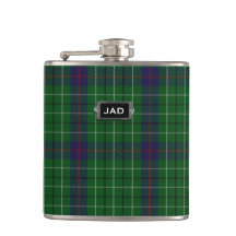Monogramed Clan Duncan Tartan Plaid Flask