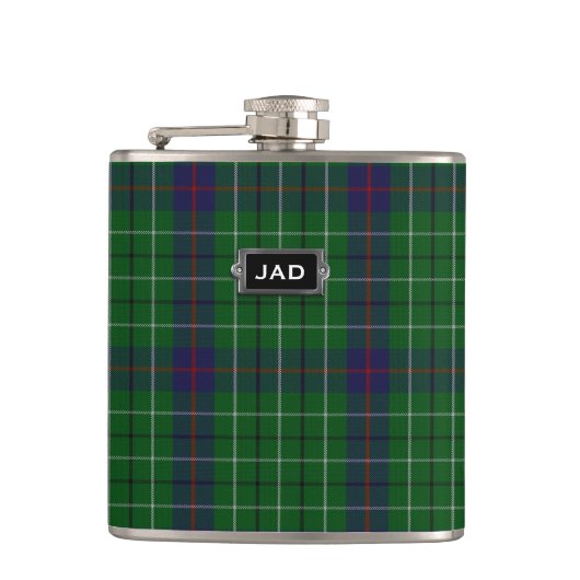 Monogramed Clan Duncan Tartan Plaid Flask Heupfles (Voorkant)