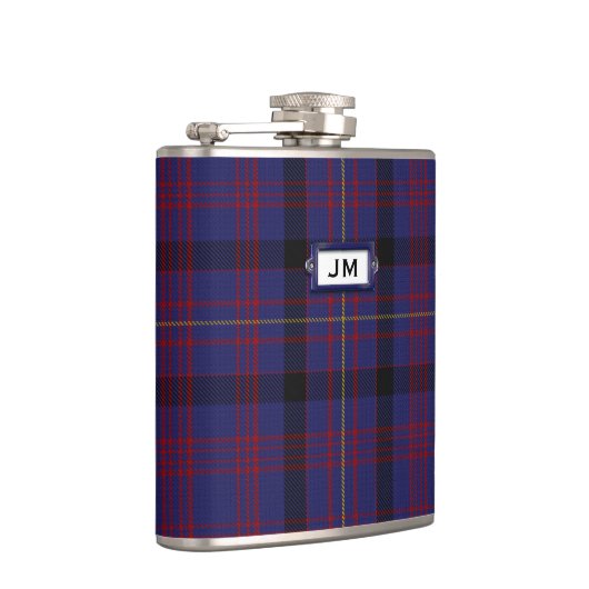 Monogramed Clan Dundonald Tartan Plaid Flask Heupfles (Rechts)