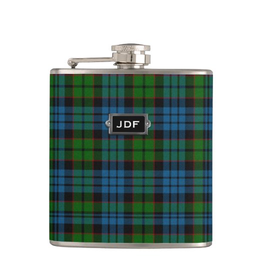 Monogramed Clan Fletcher Tartan Pset Flask Heupfles (Voorkant)